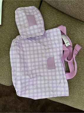 ALOHA Lilac Plaid Tote with Matching Pouch
